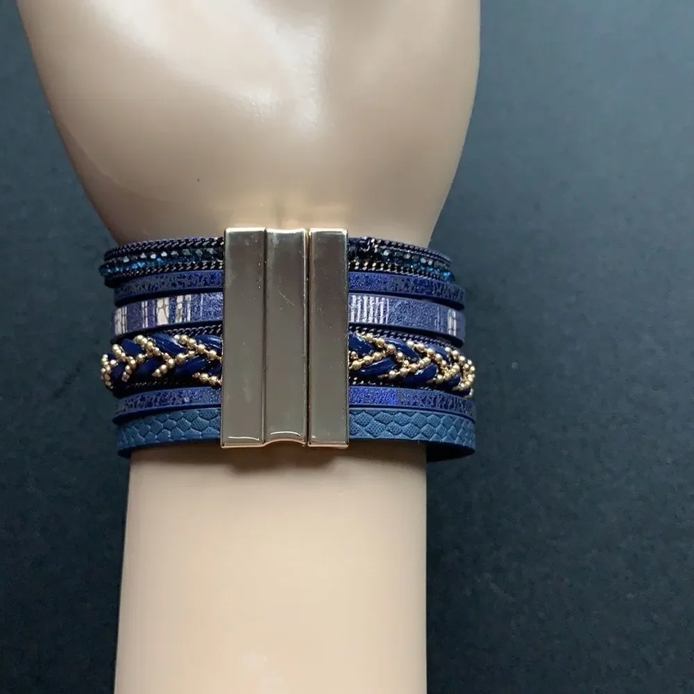 Bohemian style layered beaded magnetic bracelet